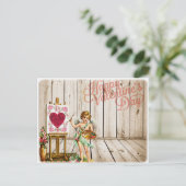 Happy Valentines Day  Cherub Feestdagenkaart (Staand voorkant)