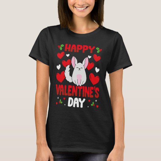 Happy Valentines Day Chinchilla Heart Love Animal T-shirt (Voorkant)
