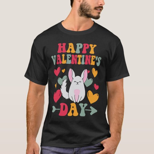 Happy Valentines Day Chinchilla Heart Love Groovy T-shirt (Voorkant)
