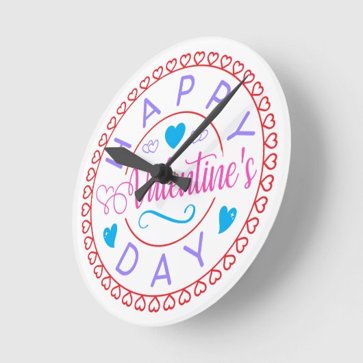 Happy Valentine's Day Circle Design-87128 Ronde Klok (Hoek)