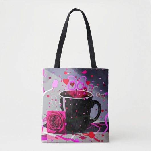 Happy Valentines Day Coffee and Confetti Tote Bag (Voorkant)