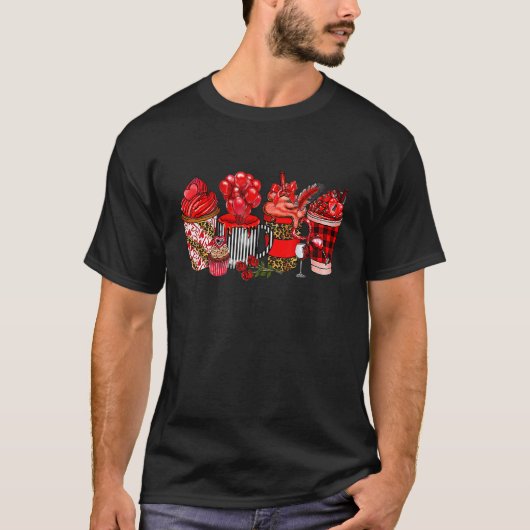 Happy Valentine's Day Coffee Drink Matching Couple T-shirt (Voorkant)
