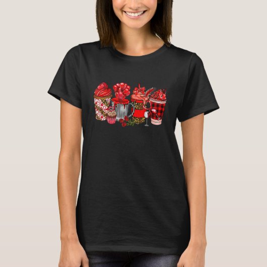 Happy Valentine's Day Coffee Drink Matching Couple T-shirt (Voorkant)
