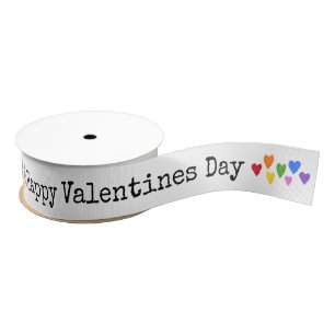 Happy Valentines Day Colorful Hearts Love Kinder F Grosgrain Lint
