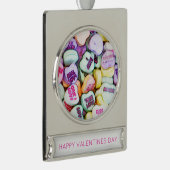 Happy Valentines Day Conversation Hearts Fotokunst Verzilverd Banner Ornament (Rechts)