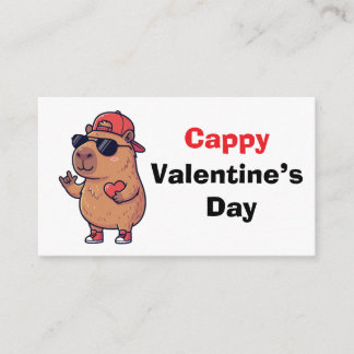 Happy Valentine's Day Cool Capybara Classroom Card Informatiekaartje