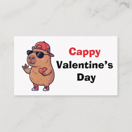 Happy Valentine's Day Cool Capybara Classroom Card Informatiekaartje (Voorkant)
