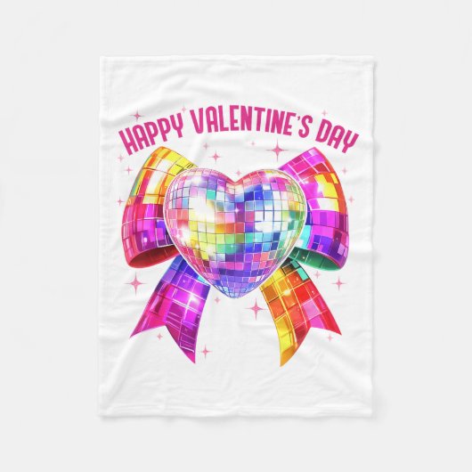 Happy Valentine's Day Coquette Disco Ball Heart Gi Fleece Deken (Voorkant)