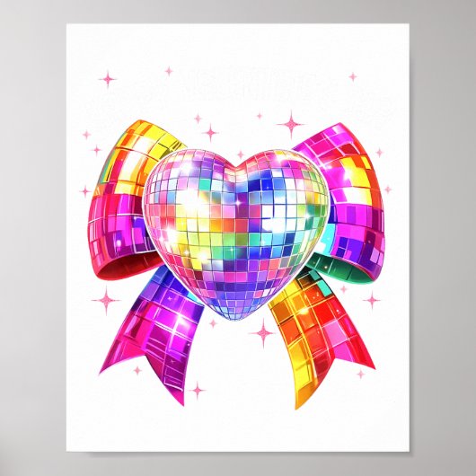 Happy Valentine's Day Coquette Disco Ball Heart Gi Poster (Voorkant)