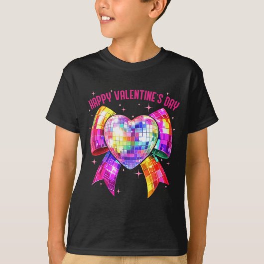 Happy Valentine's Day Coquette Disco Ball Heart Gi T-shirt (Voorkant)
