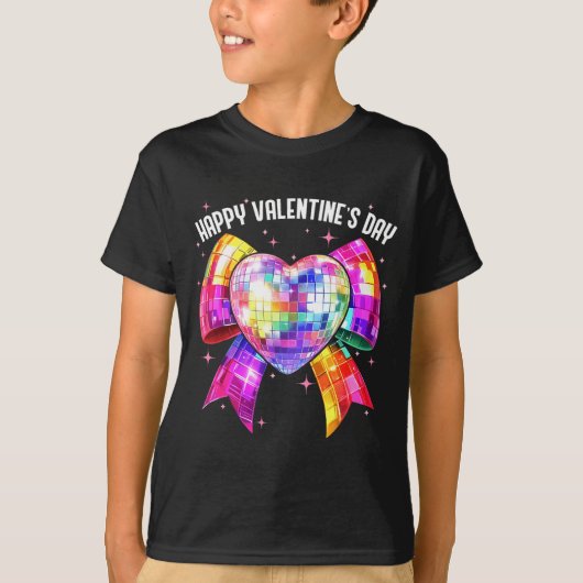 Happy Valentine's Day Coquette Disco Ball Heart Gi T-shirt (Voorkant)