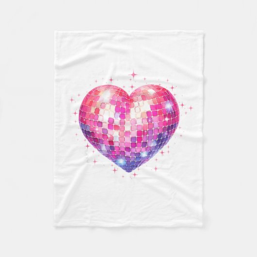 Happy Valentine's Day Coquette Nk Disco Ball Heart Fleece Deken (Voorkant)