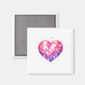 Happy Valentine's Day Coquette Nk Disco Ball Heart Magneet (Voorkant / Achterkant)
