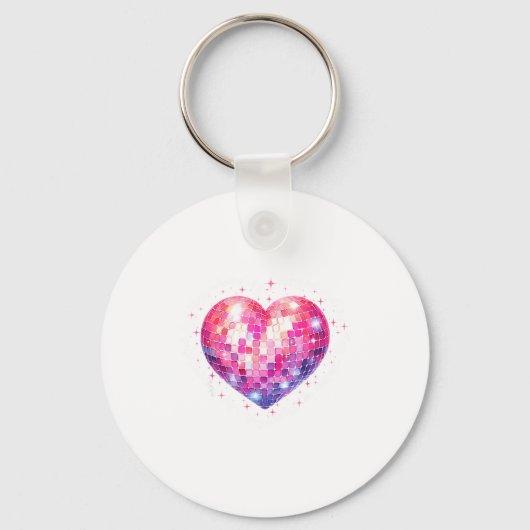 Happy Valentine's Day Coquette Nk Disco Ball Heart Sleutelhanger (Voorkant)