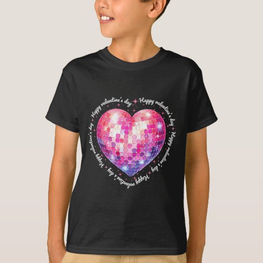 Happy Valentine's Day Coquette Nk Disco Ball Heart T-shirt (Voorkant)