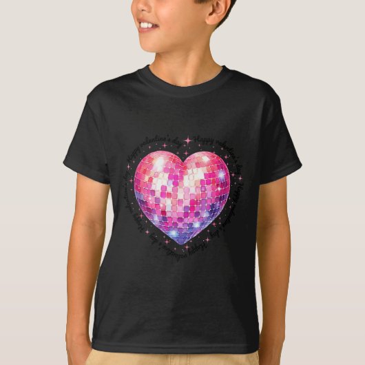 Happy Valentine's Day Coquette Nk Disco Ball Heart T-shirt (Voorkant)