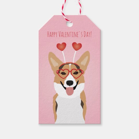 Happy Valentines Day Corgi Dog Cadeaulabel (Voorkant)