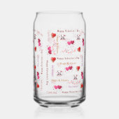 Happy Valentine's Day Couple Drinkware Set Love  Blikvorm Glas (Achterkant)
