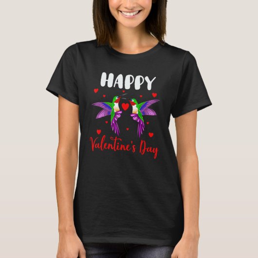 Happy Valentine's Day Couple Hummingbirds Birds T-shirt (Voorkant)