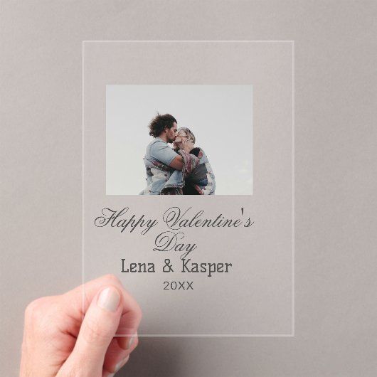 Happy Valentine's day couple photo modern simple t Acryl Uitnodigingen (Insitu (Draagbaar))