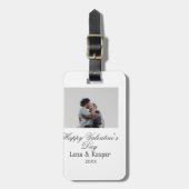 Happy Valentine's day couple photo modern simple t Bagagelabel (Voorkant verticaal)