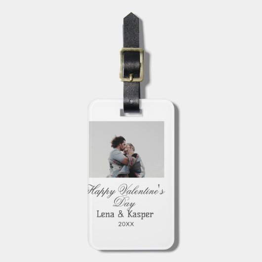 Happy Valentine's day couple photo modern simple t Bagagelabel (Voorkant verticaal)
