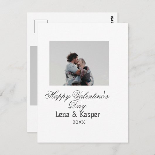 Happy Valentine's day couple photo modern simple t Briefkaart (Voorkant / Achterkant)