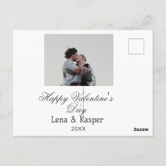 Happy Valentine's day couple photo modern simple t Briefkaart (Achterkant)