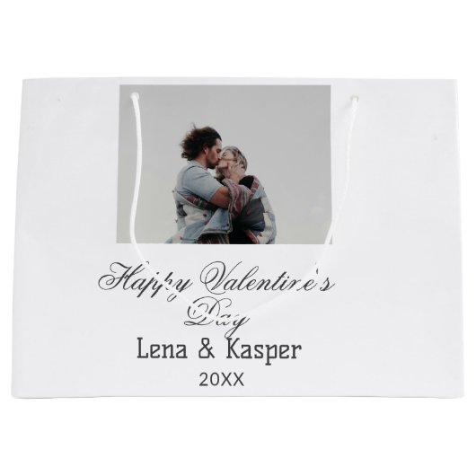 Happy Valentine's day couple photo modern simple t Groot Cadeauzakje (Voorkant)