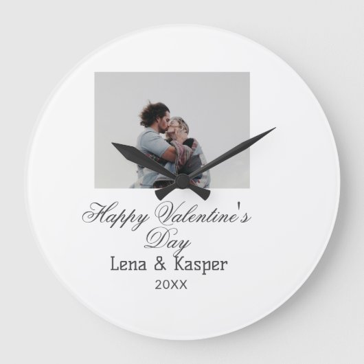 Happy Valentine's day couple photo modern simple t Grote Klok (Voorkant)