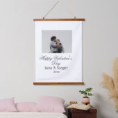 Happy Valentine's day couple photo modern simple t Hangend Wandkleed (Slaapkamer)