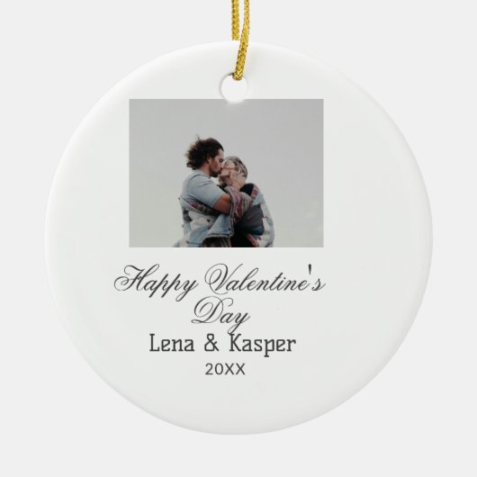 Happy Valentine's day couple photo modern simple t Keramisch Ornament (Voorkant)