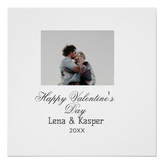 Happy Valentine's day couple photo modern simple t Perfect Poster (Voorkant)