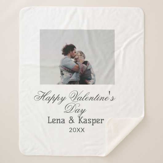 Happy Valentine's day couple photo modern simple t Sherpa Deken (Voorkant)
