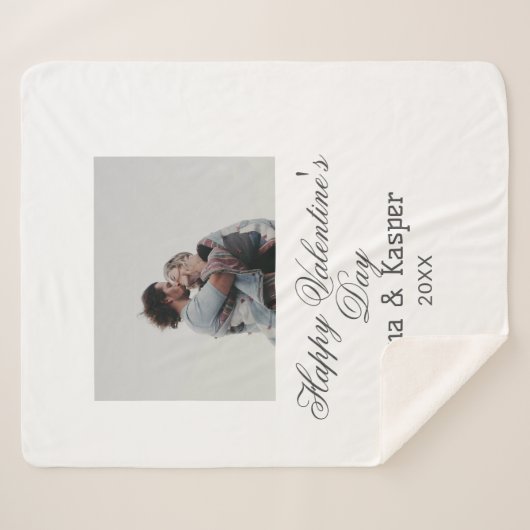 Happy Valentine's day couple photo modern simple t Sherpa Deken (Voorkant (horizontaal))