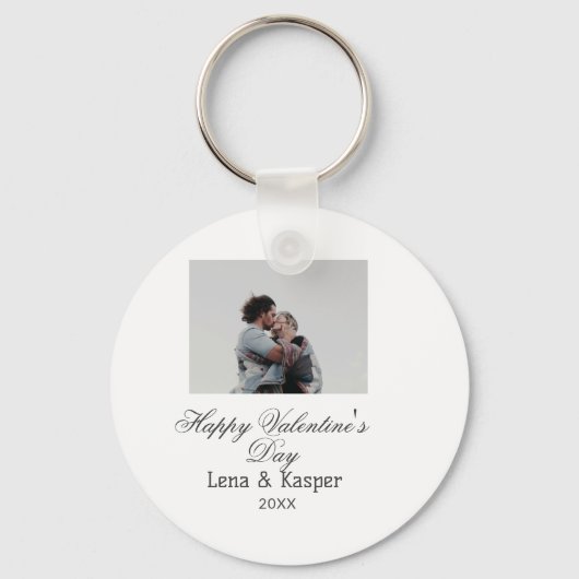 Happy Valentine's day couple photo modern simple t Sleutelhanger (Voorkant)