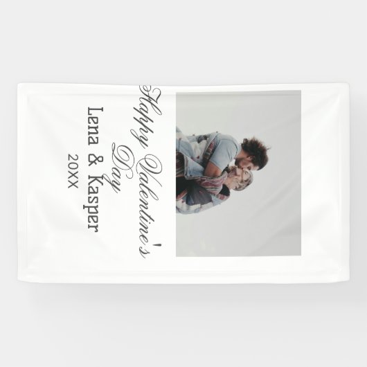 Happy Valentine's day couple photo modern simple t Spandoek (Horizontaal)