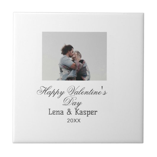 Happy Valentine's day couple photo modern simple t Tegeltje (Voorkant)