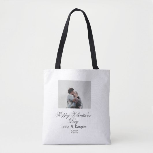 Happy Valentine's day couple photo modern simple t Tote Bag (Voorkant)