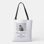 Happy Valentine's day couple photo modern simple t Tote Bag (Achterkant)