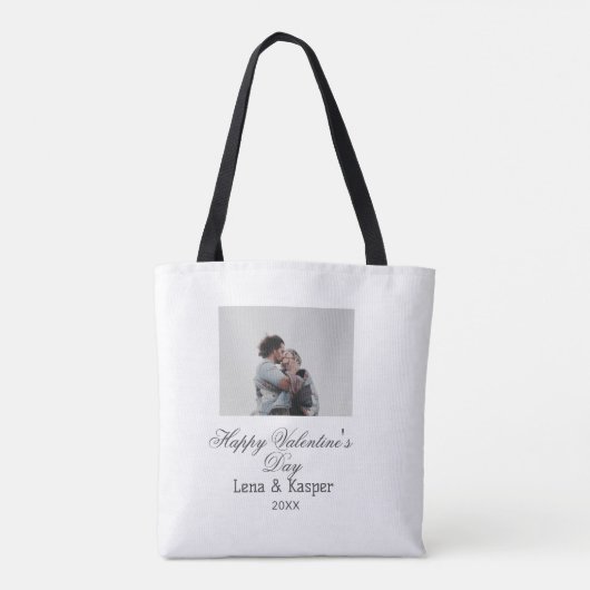 Happy Valentine's day couple photo modern simple t Tote Bag (Achterkant)