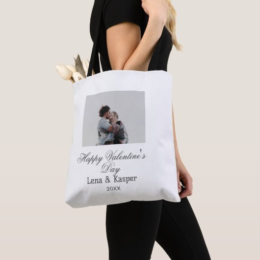 Happy Valentine's day couple photo modern simple t Tote Bag (Dichtbij)