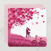 Happy Valentines Day Couplon onder een hartstructu Feestdagenkaart (Voorkant / Achterkant)