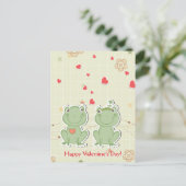 Happy Valentine's Day Courting Frogs Red Hearts Feestdagenkaart (Staand voorkant)