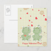 Happy Valentine's Day Courting Frogs Red Hearts Feestdagenkaart (Voorkant / Achterkant)