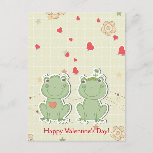 Happy Valentine's Day Courting Frogs Red Hearts Feestdagenkaart (Voorkant)