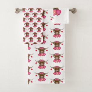 Happy Valentines Day Cow Bad Handdoek