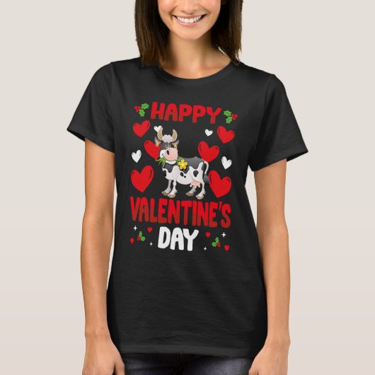 Happy Valentines Day Cow Heart Love Animal T-shirt (Voorkant)