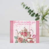 Happy Valentines Day Cup in Tea Briefkaart (Staand voorkant)