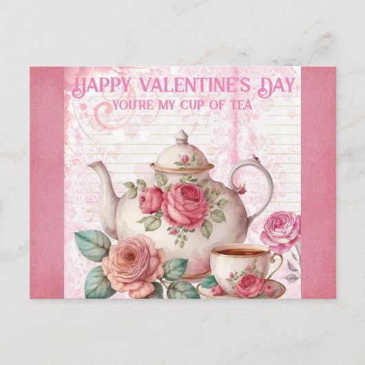 Happy Valentines Day Cup in Tea Briefkaart (Voorkant)